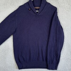 J Hilburn Cashmere Blend Sweater Men Medium Dark Purple Knit Shawl Collar Casual